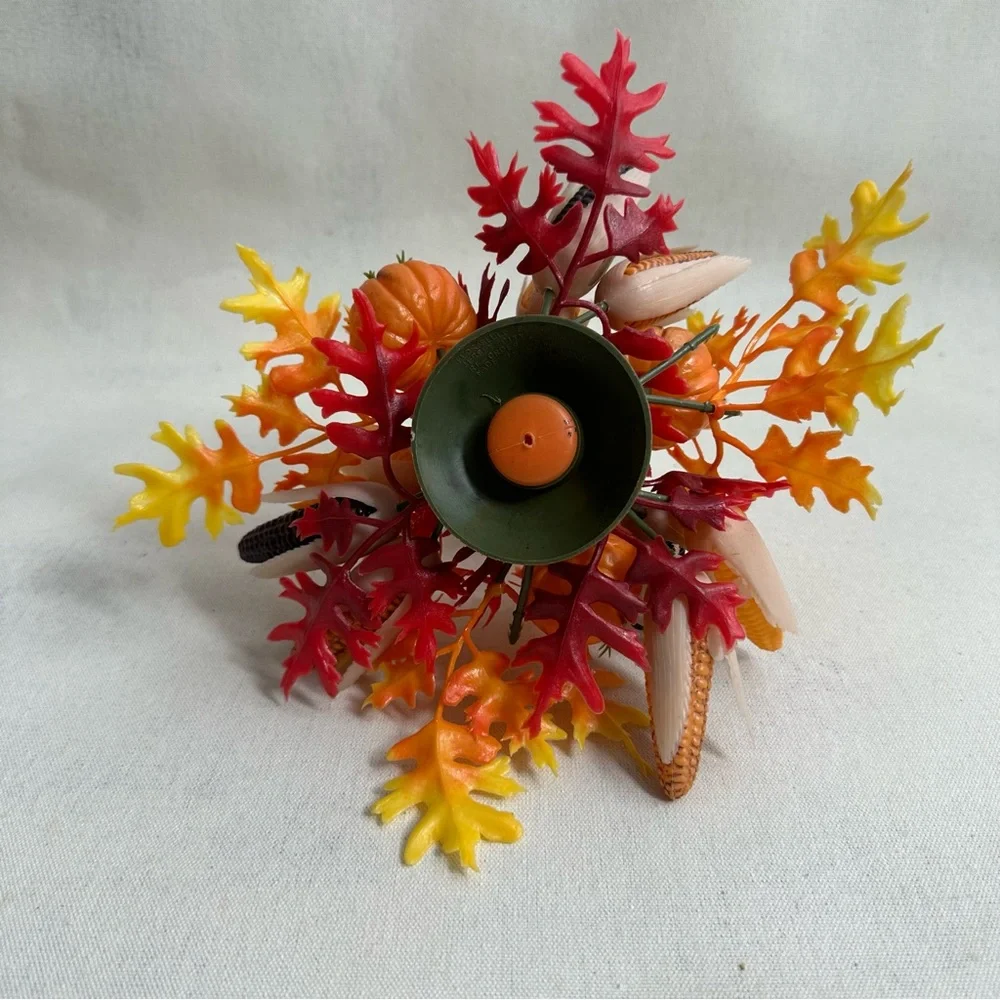 Vintage 1970s Florabelle Flowers scarecrow Fall foliage table centerpiece